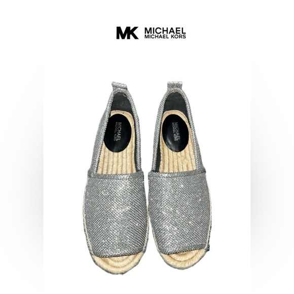 NWOT Michael Kors Peep Toe Sparkle Espadrilles, Size 7M - Picture 2 of 9